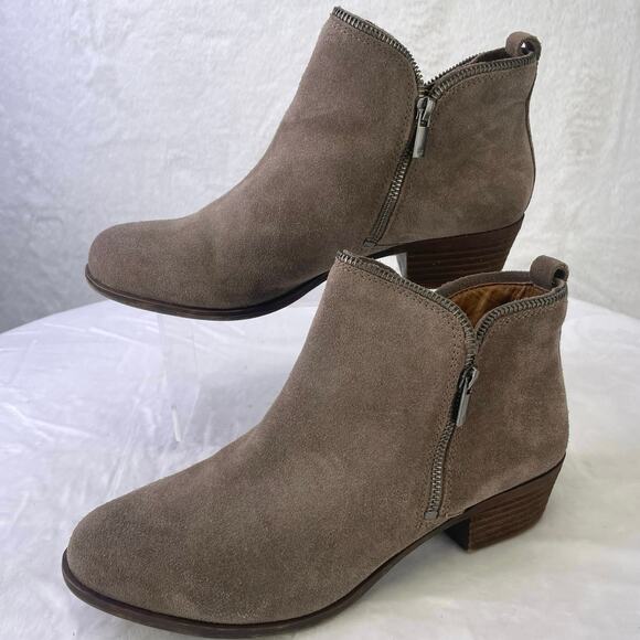 Lucky Brand Bartalino Tan Leather Suede Dual Zip 1.5" Block Heel Bootie S 12/42 - Picture 3 of 11